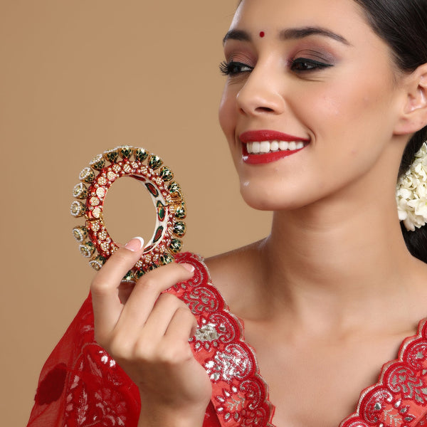 Red Meenakari Handcrafted Heavy Bangle - Ruby Raang - Distacart