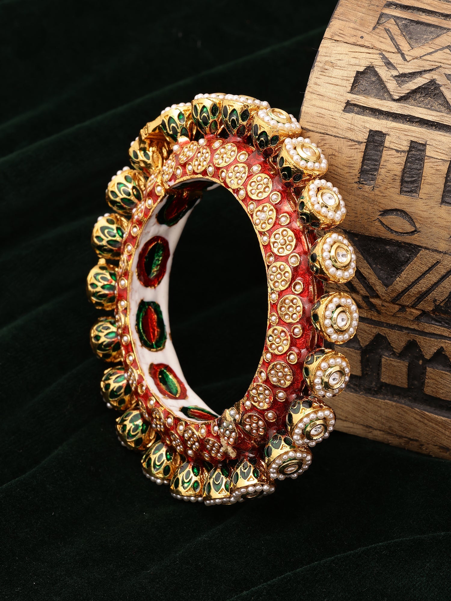 Red Meenakari Handcrafted Heavy Bangle - Ruby Raang - Distacart
