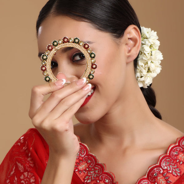 Pearl Meenakari Handcrafted Heavy Bangle - Ruby Raang - Distacart