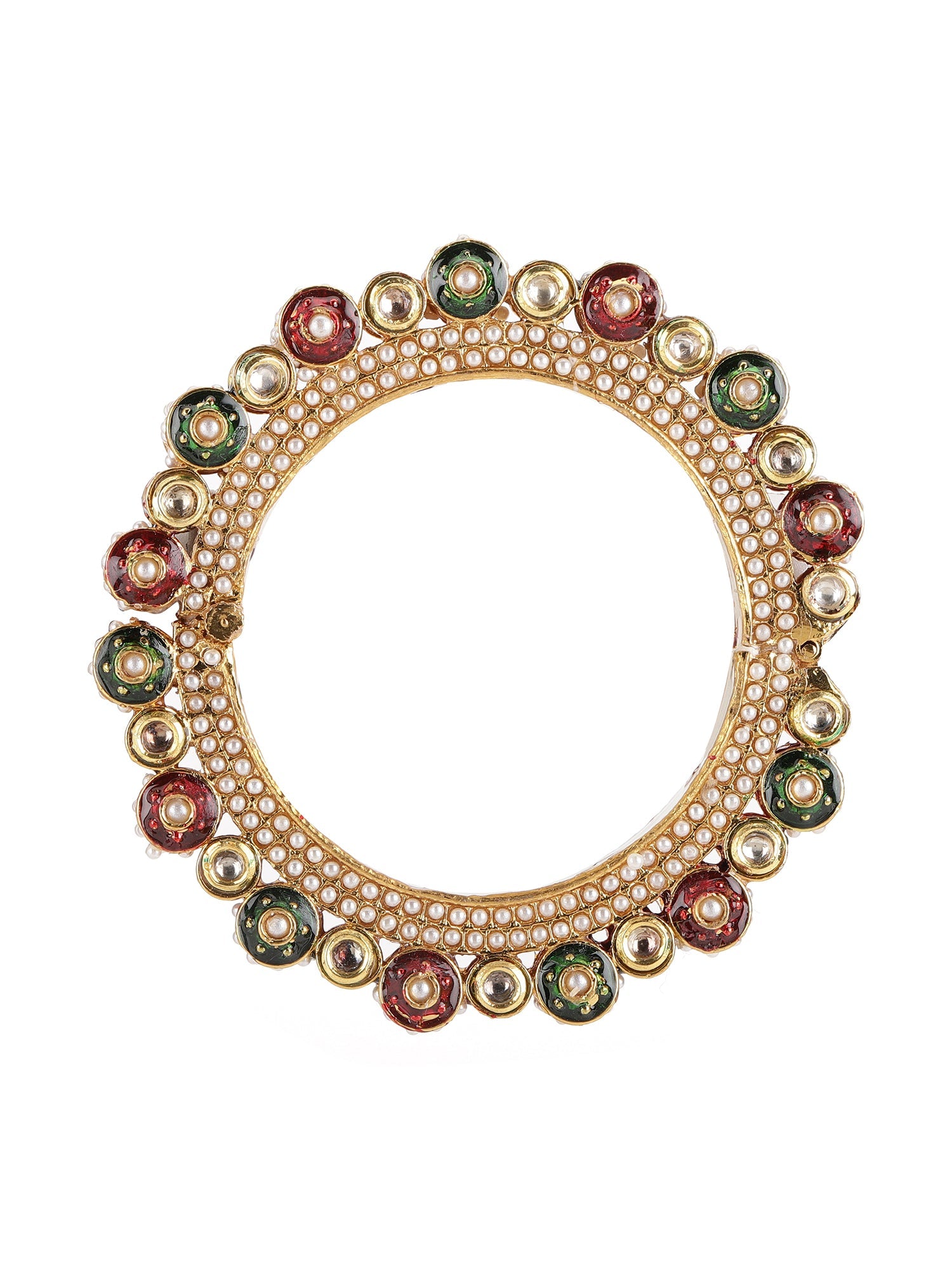 Pearl Meenakari Handcrafted Heavy Bangle - Ruby Raang