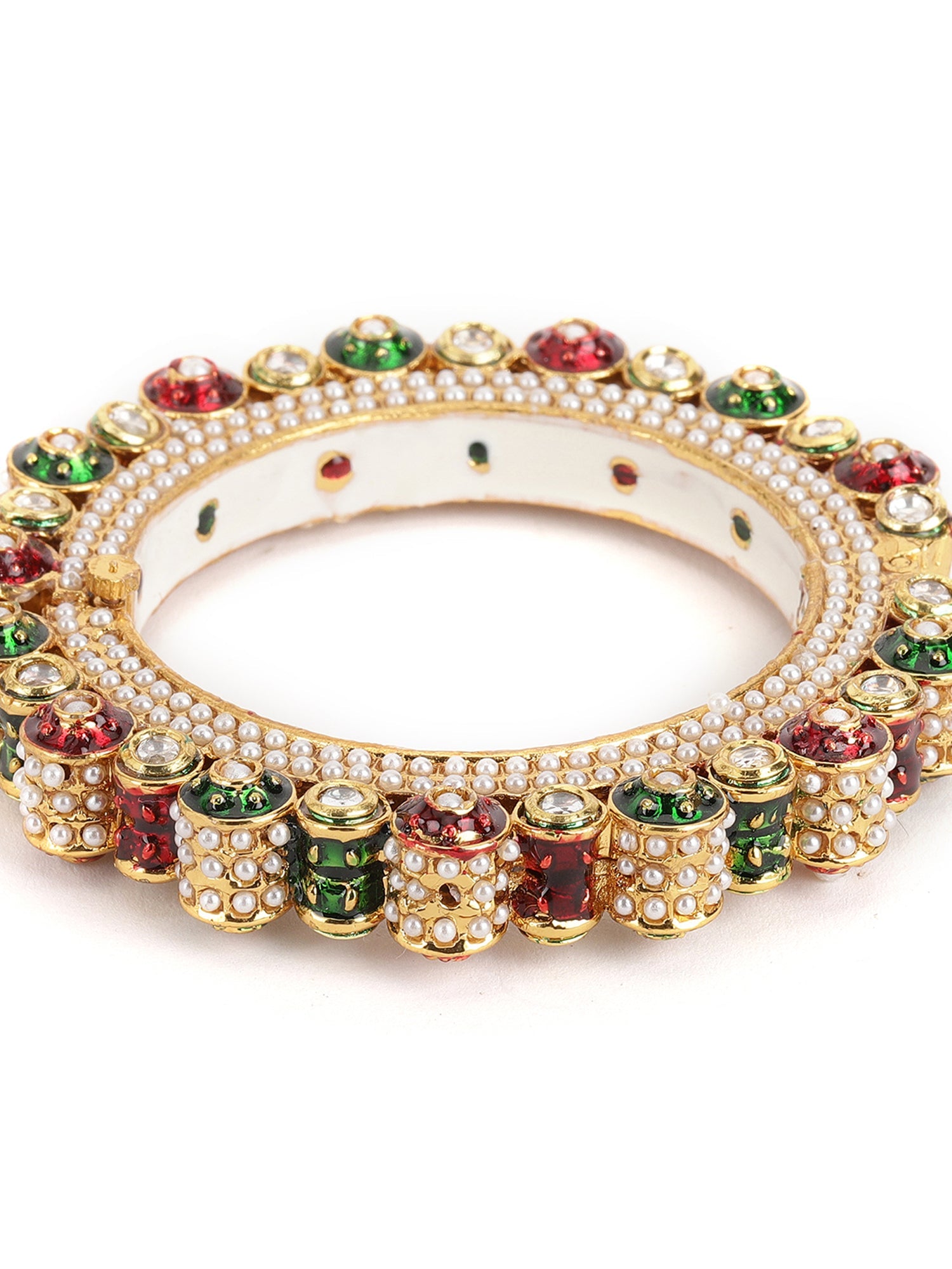 Pearl Meenakari Handcrafted Heavy Bangle - Ruby Raang