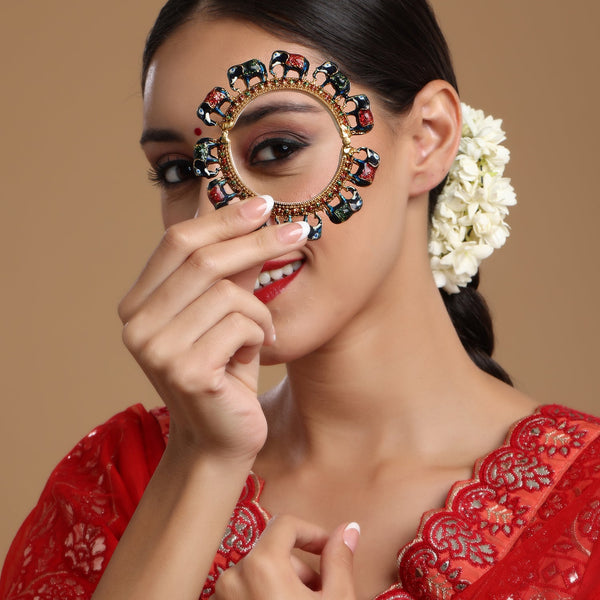 Elephant Blue Meenakari Handcrafted Heavy Bangle - Ruby Raang - Distacart