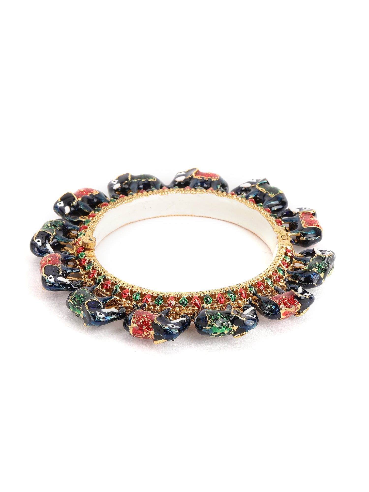 Elephant Blue Meenakari Handcrafted Heavy Bangle - Ruby Raang