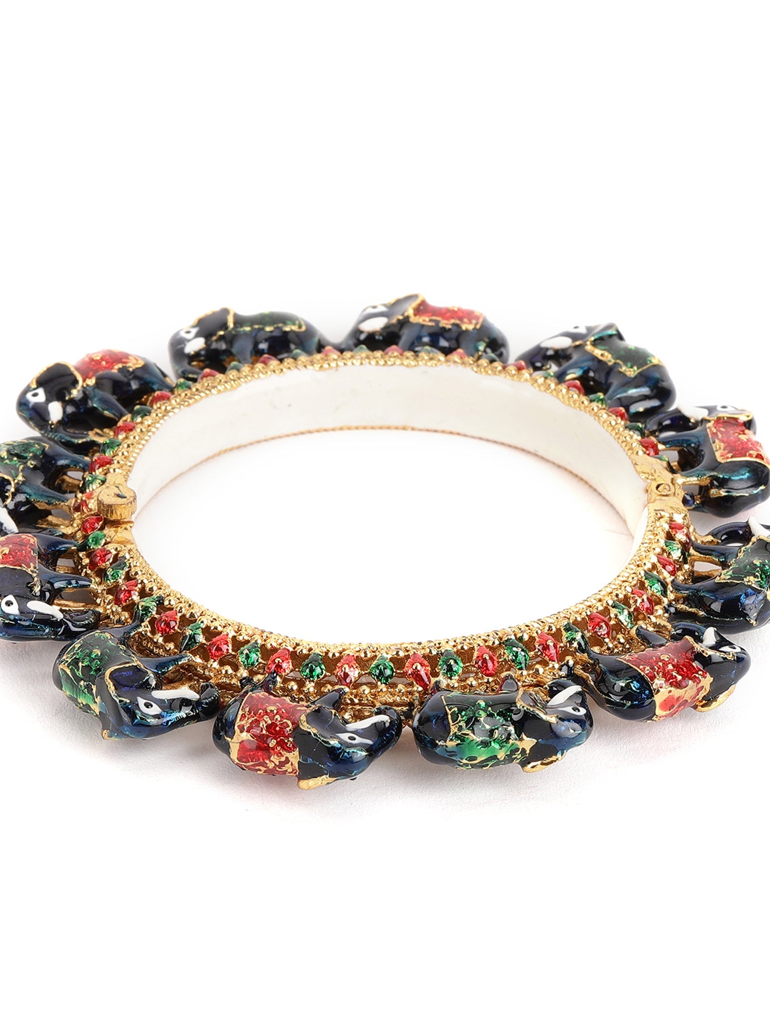 Elephant Blue Meenakari Handcrafted Heavy Bangle - Ruby Raang