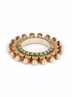 Thumbnail for Oversized Pearl Meenakari Handcrafted Heavy Bangle - Ruby Raang