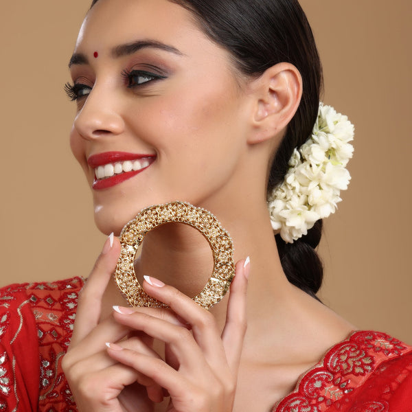 Golden Pearl Handcrafted Heavy Bangle - Ruby Raang - Distacart