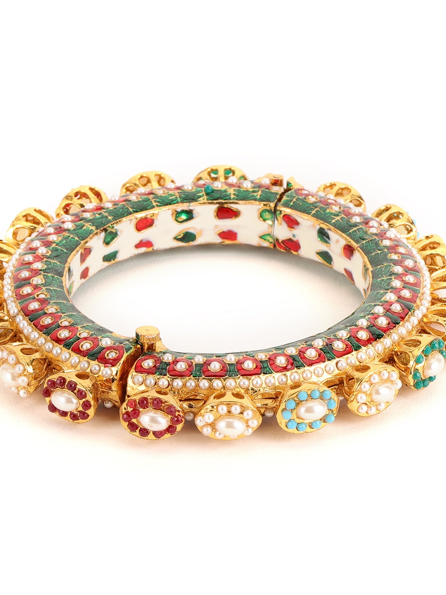 Multi Meenakari Handcrafted Heavy Bangle - Ruby Raang