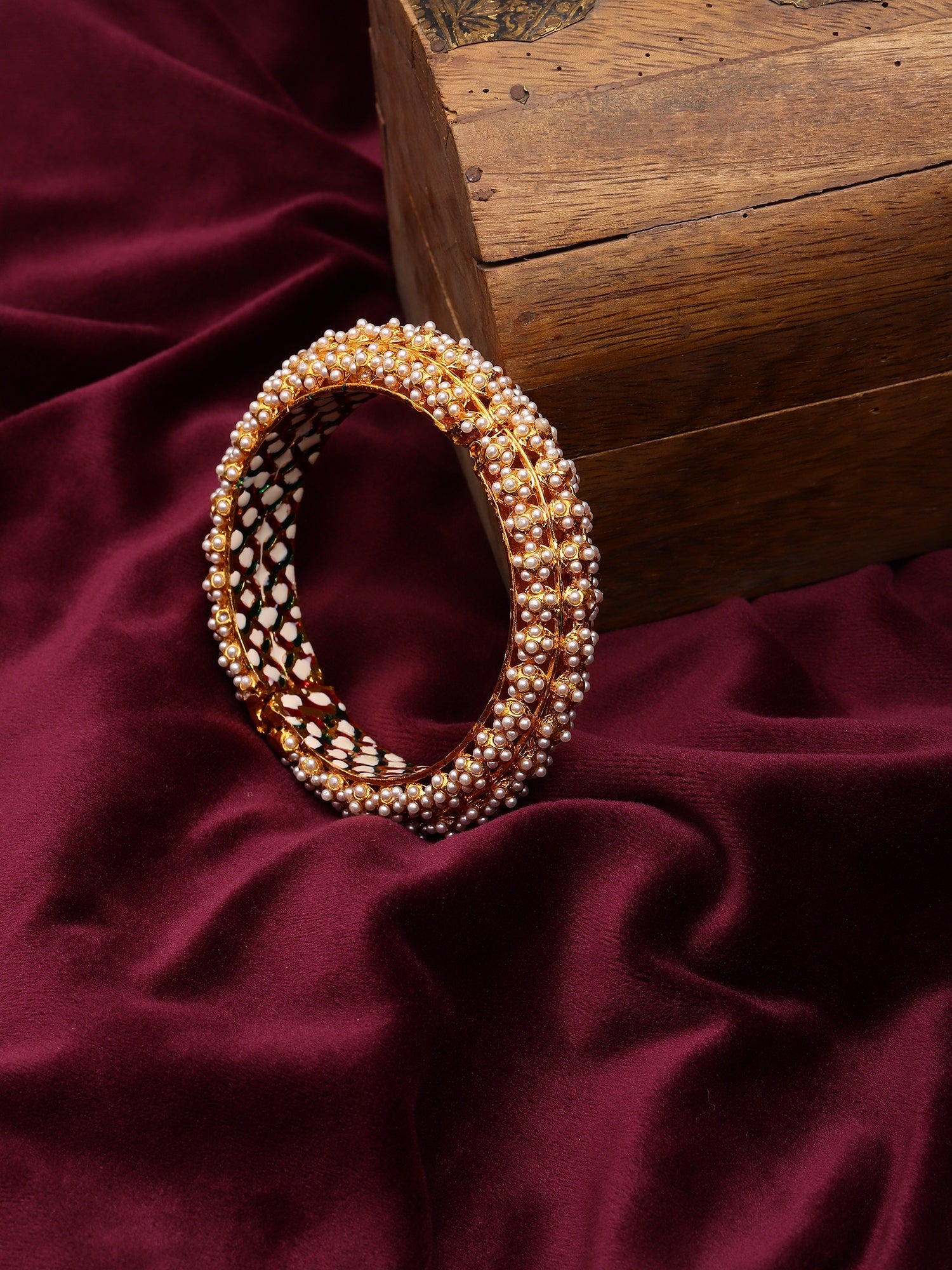 Handcrafted Pearl Heavy Bangle - Ruby Raang - Distacart