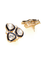 Thumbnail for Three Stone Blue Meenakari Kundan Earrings - Ruby Raang