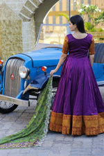 Thumbnail for Aastha Fashion Women's Purple Silk Jacquard Woven with Embroidery Anarkali Dress with Dupatta - Distacart