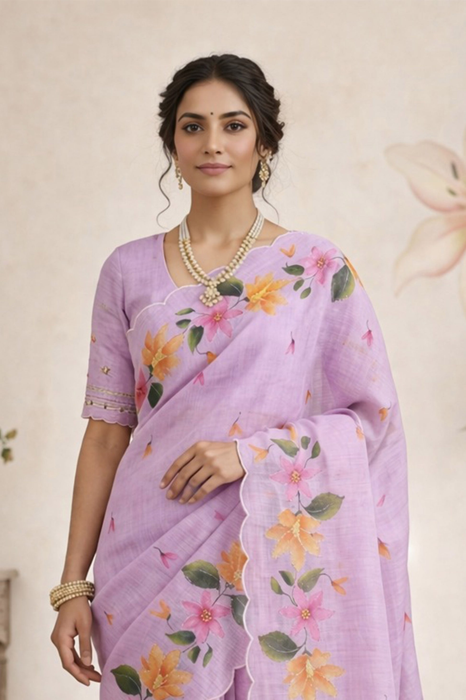 Sangam Prints Purple Cotton Print Woven Work Traditional Saree - Dista
