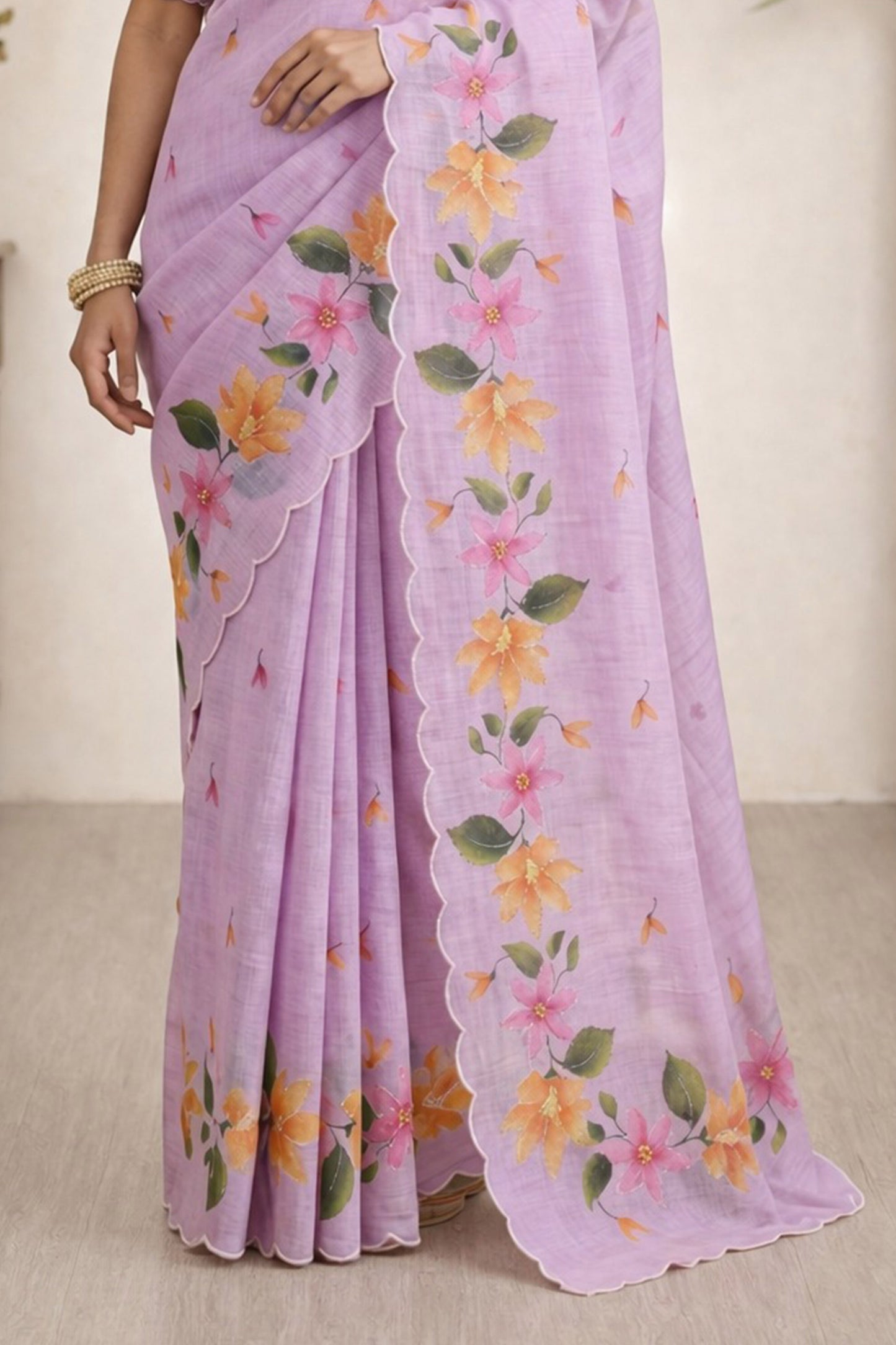 Sangam Prints Purple Cotton Print Woven Work Traditional Saree - Dista