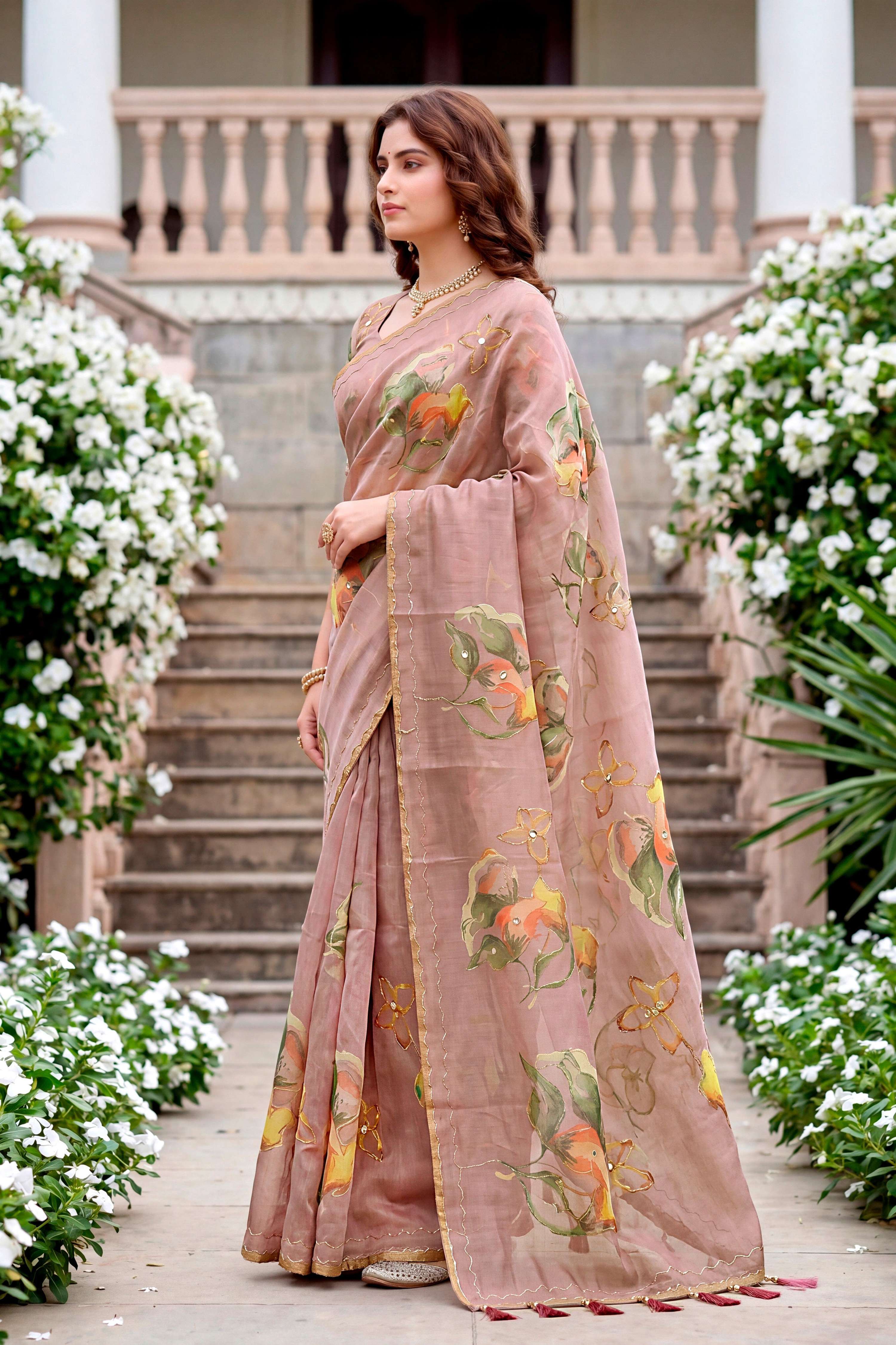 Sangam Prints Purple Cotton Print With Aari Work Woven Work Traditional Saree - Dista
