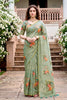 Sangam Prints Grey Cotton Print With Aari Work Woven Work Traditional Saree - Dista