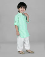 Thumbnail for Joban Fashion Kids Island Cotton Full Sleeves Striped Kurta and Pyjama- Sea Green - Distacart