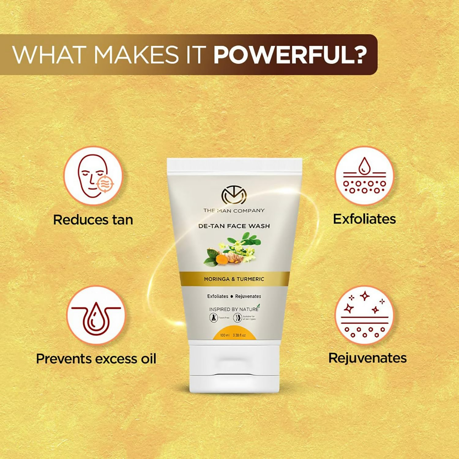 The Man Company De Tan Face Wash For Men with Turmeric & Moringa - Distacart