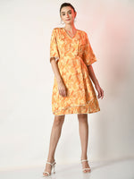 Thumbnail for Myshka Women's Yellow Printed Dress - Distacart