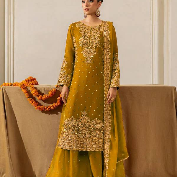 Lehenga Mart Designer Plazzo Suit For Women-Mustard