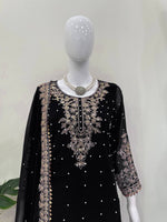 Thumbnail for Prazu Fashion Black Georgette Sequin With Rivet Moti Palazzo Suit