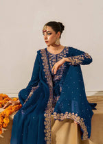 Thumbnail for Prazu Fashion Royal Blue Georgette Sequence With Rivet Moti Palazzo Suit