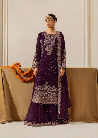Prazu Fashion Wine Georgette Sequence With Rivet Moti Palazzo Suit