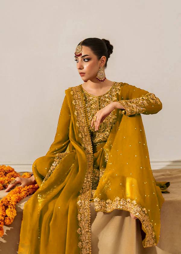 Prazu Fashion Yellow Georgette Sequence With Rivet Moti Palazzo Suit - Distacart