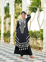 Thumbnail for Prazu Fashion Black Rayon Cotton Thread Real Mirror Palazzo Suit