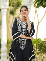 Thumbnail for Prazu Fashion Black Rayon Cotton Thread Real Mirror Palazzo Suit