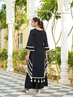 Thumbnail for Prazu Fashion Black Rayon Cotton Thread Real Mirror Palazzo Suit