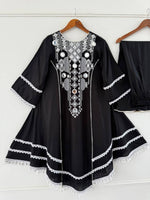 Thumbnail for Prazu Fashion Black Rayon Cotton Thread Real Mirror Palazzo Suit