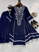 Thumbnail for Prazu Fashion Blue Rayon Cotton Thread Real Mirror Palazzo Suit