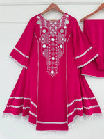 Thumbnail for Prazu Fashion Pink Rayon Cotton Thread Real Mirror Palazzo Suit