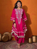 Thumbnail for Prazu Fashion Pink Rayon Cotton Thread Real Mirror Palazzo Suit
