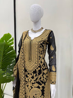 Thumbnail for Prazu Fashion Black Georgette Chinestich Designer Palazzo Suit