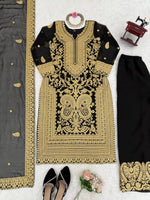 Thumbnail for Prazu Fashion Black Georgette Chinestich Designer Palazzo Suit