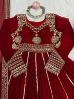 Thumbnail for Prazu Fashion Maroon Georgette Thread Sequin Anarkali Suit