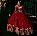 Thumbnail for Prazu Fashion Maroon Georgette Thread Sequin Anarkali Suit