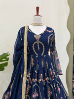 Thumbnail for Prazu Fashion Blue Georgette Thread Sequin Anarkali Suit