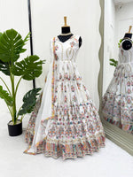 Thumbnail for Prazu Fashion Off White Georgette Thread Sequin Anarkali Suit