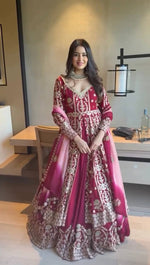 Thumbnail for Prazu Fashion Maroon Georgette Thread Sequin Lehenga Style Suit