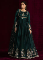 Thumbnail for Prazu Fashion Teal Japan Satin Thread Sequence Anarkali Suit