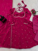 Thumbnail for Prazu Fashion Pink Fendy Silk Thread Sequence Anarkali Suit