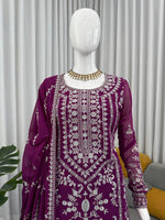 Thumbnail for Prazu Fashion Purple Georgette Thread Sequence Sharara Suit