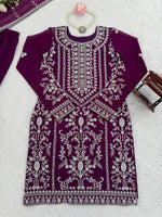 Thumbnail for Prazu Fashion Purple Georgette Thread Sequence Sharara Suit