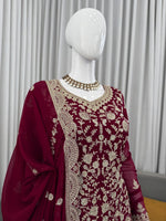 Thumbnail for Prazu Fashion Wine Georgette Thread Sequence Sharara Suit