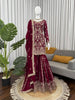 Prazu Fashion Wine Georgette Thread Sequence Sharara Suit - Distacart