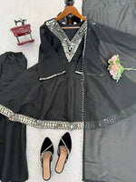 Thumbnail for Prazu Fashion Black Cosmos Thread With Mirror Work Designer Palazzo Suit