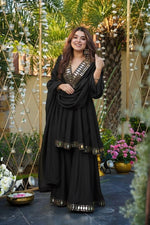 Thumbnail for Prazu Fashion Black Cosmos Thread With Mirror Work Designer Palazzo Suit