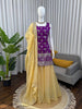 Prazu Fashion Purple Jacquard Thread With Sequence Designer Palazzo Suit - Dista