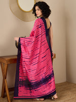 Thumbnail for NOZ2TOZ Women's Bhagalpuri Silk Navy Blue Printed Ready to Wear With Blouse Piece - Distacart